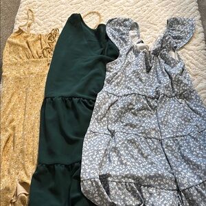 Floral and Solid Dresses Trio